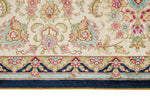 6x9 Navy and Beige Turkish Silk Rug