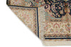 6x9 Navy and Beige Turkish Silk Rug