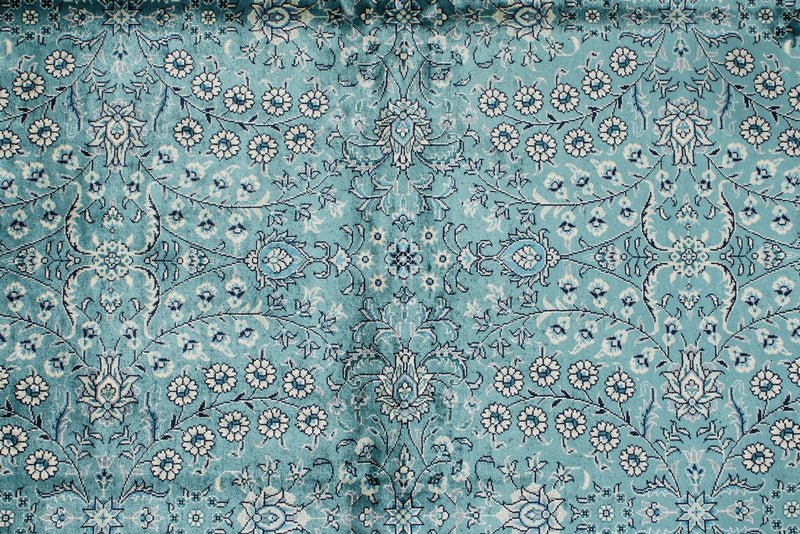 6x9 Blue and Navy Turkish Silk Rug