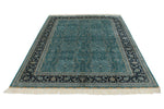 6x9 Blue and Navy Turkish Silk Rug