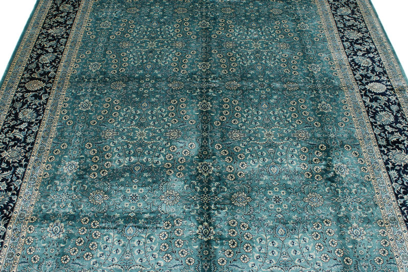 6x9 Blue and Navy Turkish Silk Rug