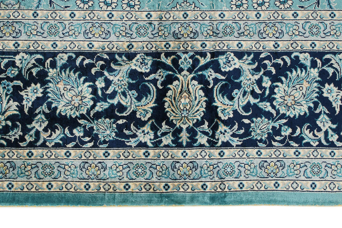 6x9 Blue and Navy Turkish Silk Rug