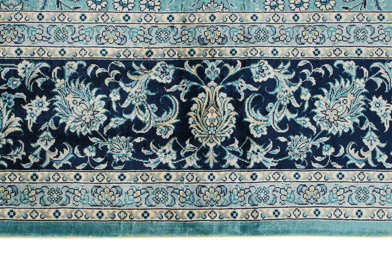 6x9 Blue and Navy Turkish Silk Rug