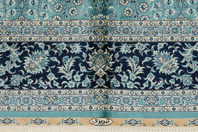 6x9 Blue and Navy Turkish Silk Rug