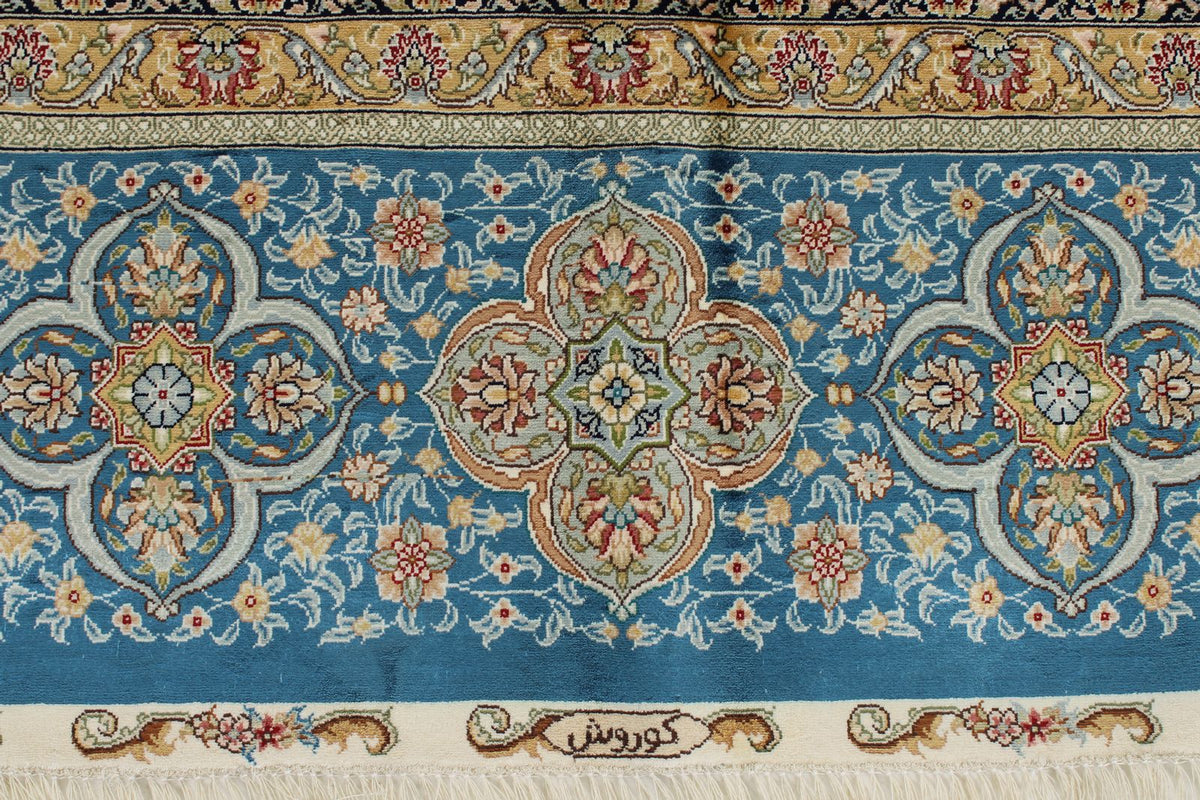 9x13 Red and Blue Turkish Silk Rug