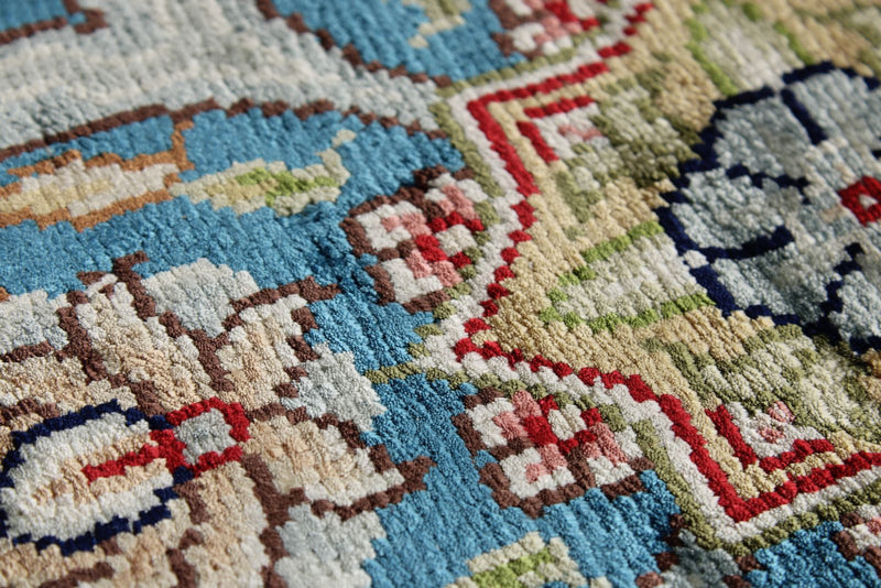 9x13 Red and Blue Turkish Silk Rug