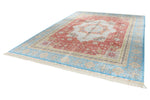 9x13 Red and Blue Turkish Silk Rug