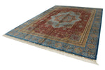 9x13 Red and Blue Turkish Silk Rug
