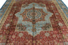 9x13 Red and Blue Turkish Silk Rug