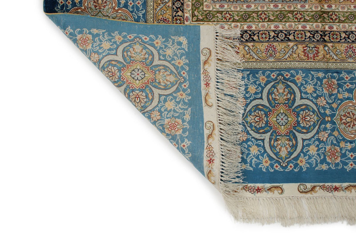 9x13 Red and Blue Turkish Silk Rug