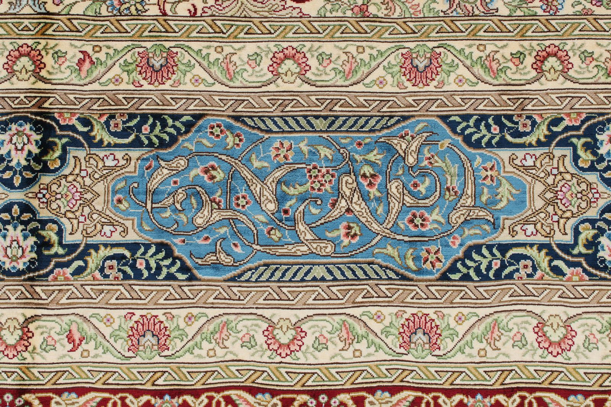 8x10 Red and Blue Turkish Silk Rug