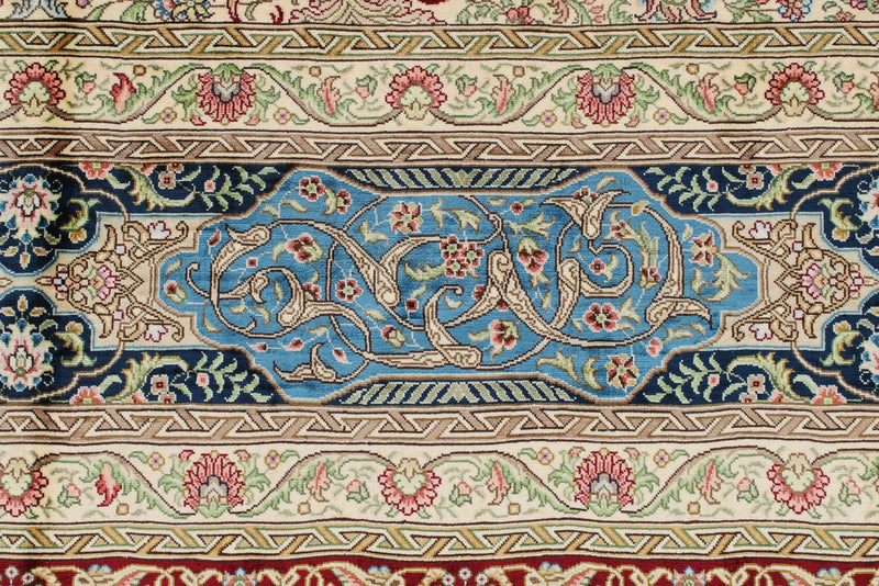 8x10 Red and Blue Turkish Silk Rug