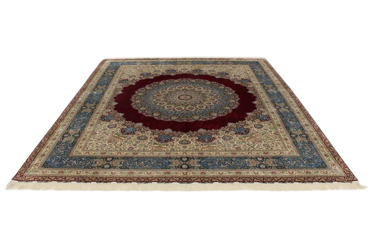 8x10 Red and Blue Turkish Silk Rug