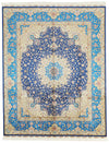 8x10 Navy and Blue Turkish Silk Rug