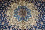 8x10 Navy and Blue Turkish Silk Rug