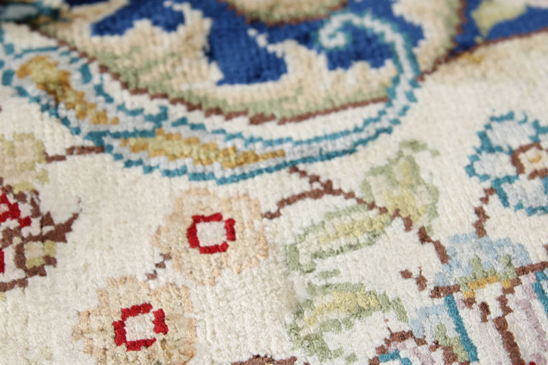 8x10 Navy and Blue Turkish Silk Rug
