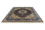 8x10 Navy and Blue Turkish Silk Rug