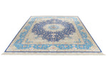 8x10 Navy and Blue Turkish Silk Rug