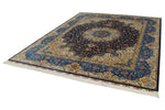 8x10 Navy and Blue Turkish Silk Rug