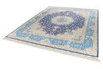 8x10 Navy and Blue Turkish Silk Rug