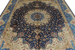 8x10 Navy and Blue Turkish Silk Rug