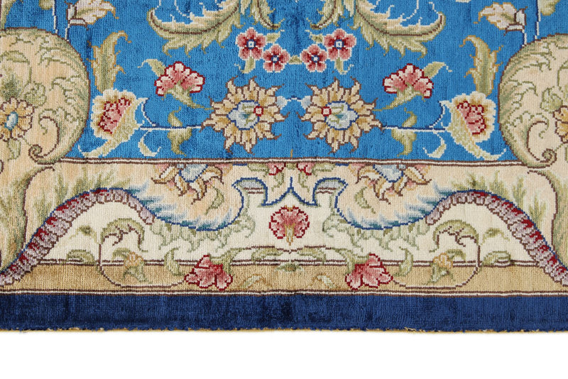 8x10 Navy and Blue Turkish Silk Rug