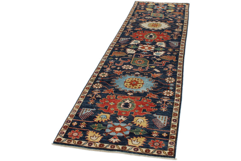 3x9 Navy and Multicolor Anatolian Traditional Runner