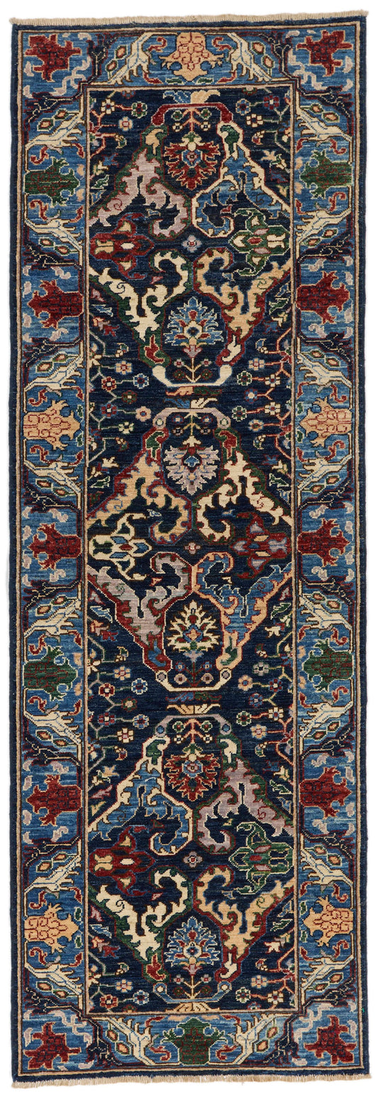 3x8 Navy and Blue Anatolian Traditional Runner