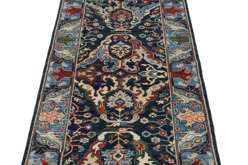 3x8 Navy and Blue Anatolian Traditional Runner
