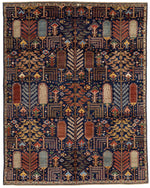 8x10 Navy and Multicolor Anatolian Traditional Rug