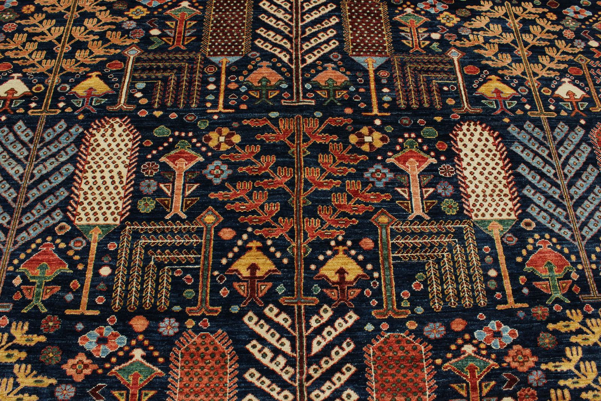 8x10 Navy and Multicolor Anatolian Traditional Rug