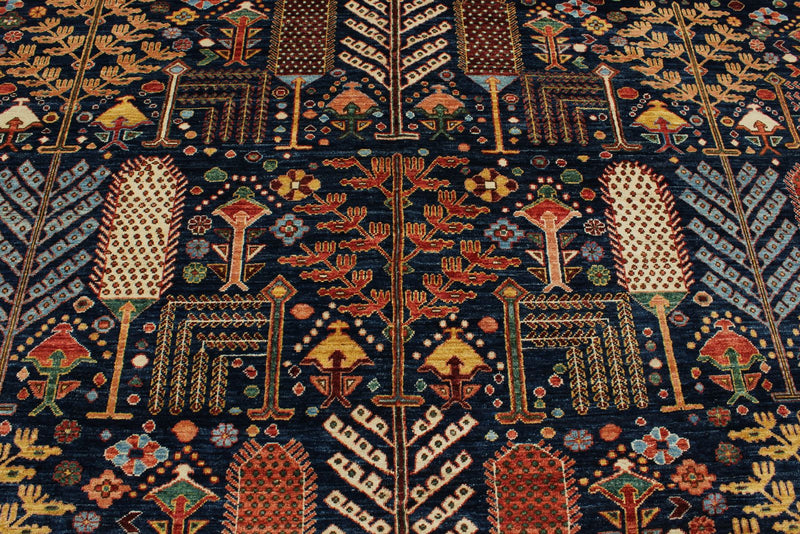 8x10 Navy and Multicolor Anatolian Traditional Rug