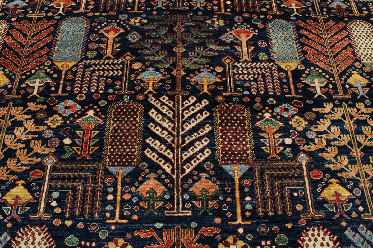 8x10 Navy and Multicolor Anatolian Traditional Rug