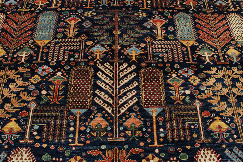 8x10 Navy and Multicolor Anatolian Traditional Rug