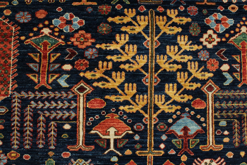 8x10 Navy and Multicolor Anatolian Traditional Rug