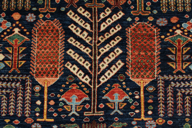 8x10 Navy and Multicolor Anatolian Traditional Rug