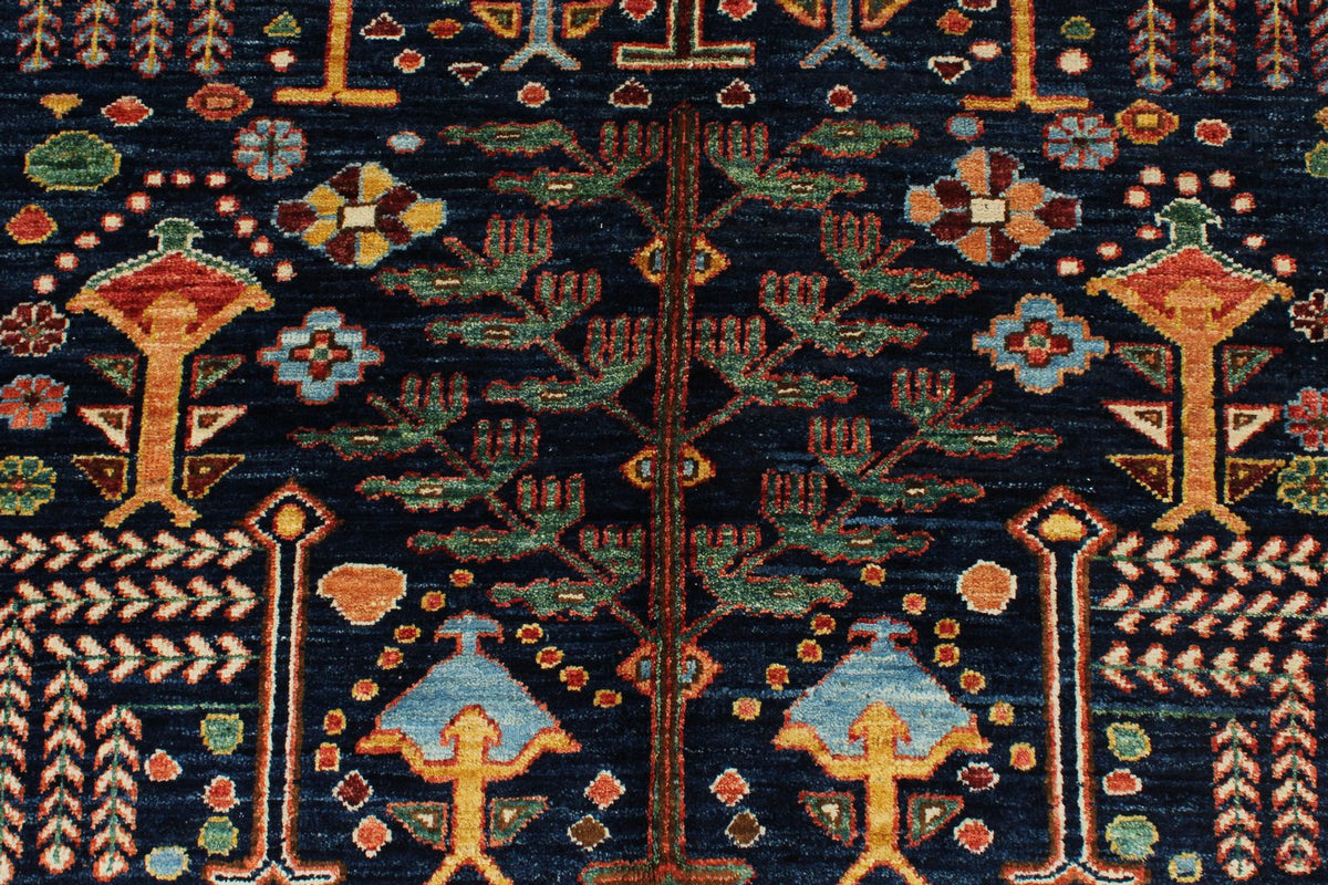 8x10 Navy and Multicolor Anatolian Traditional Rug