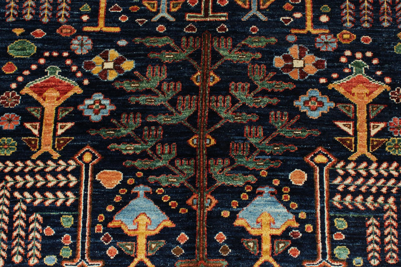 8x10 Navy and Multicolor Anatolian Traditional Rug