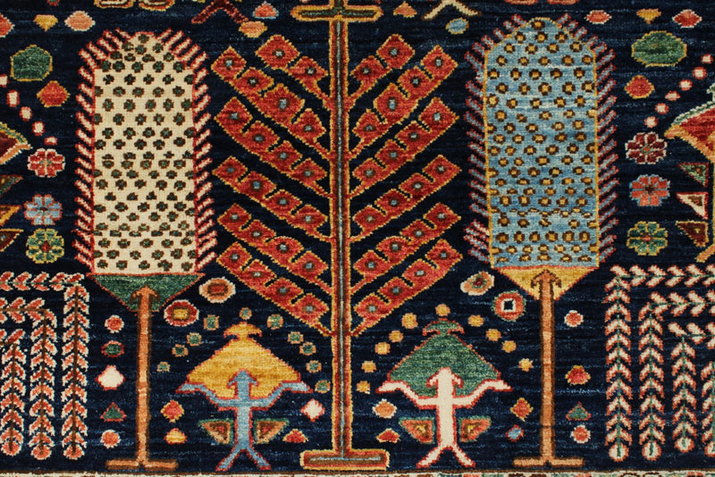 8x10 Navy and Multicolor Anatolian Traditional Rug
