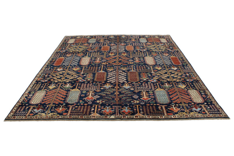 8x10 Navy and Multicolor Anatolian Traditional Rug