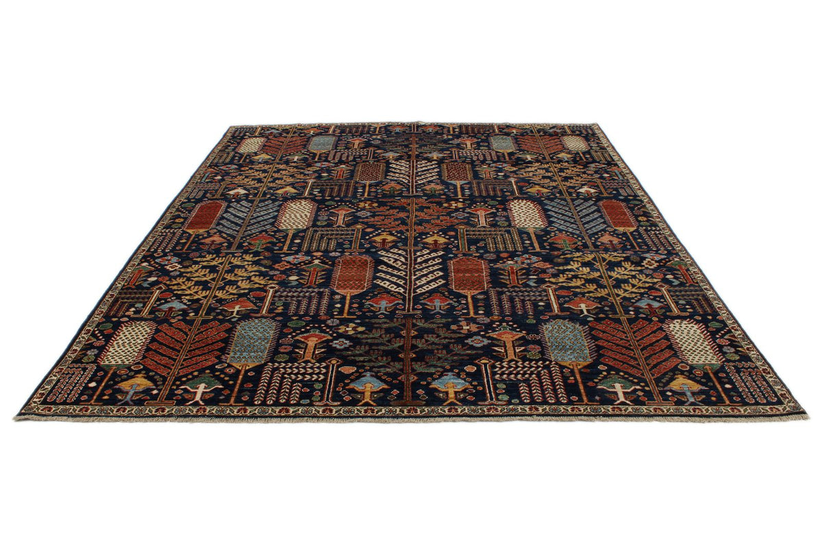 8x10 Navy and Multicolor Anatolian Traditional Rug