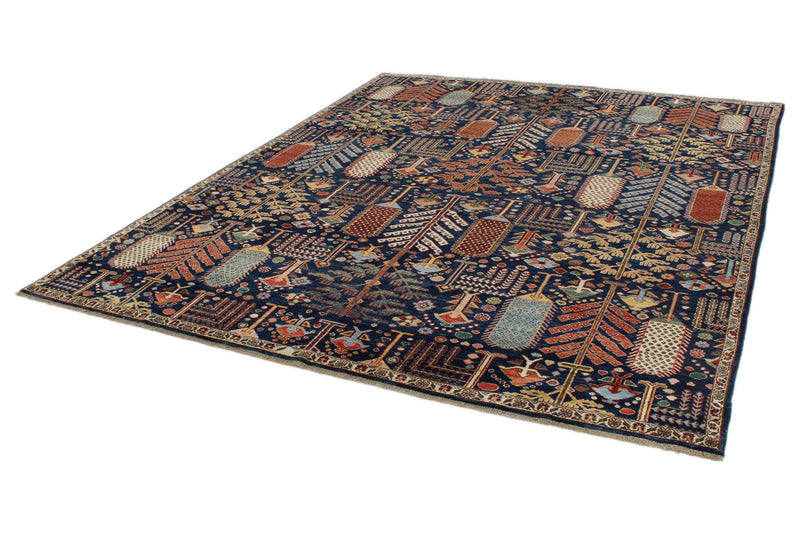 8x10 Navy and Multicolor Anatolian Traditional Rug