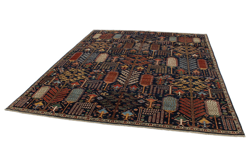 8x10 Navy and Multicolor Anatolian Traditional Rug