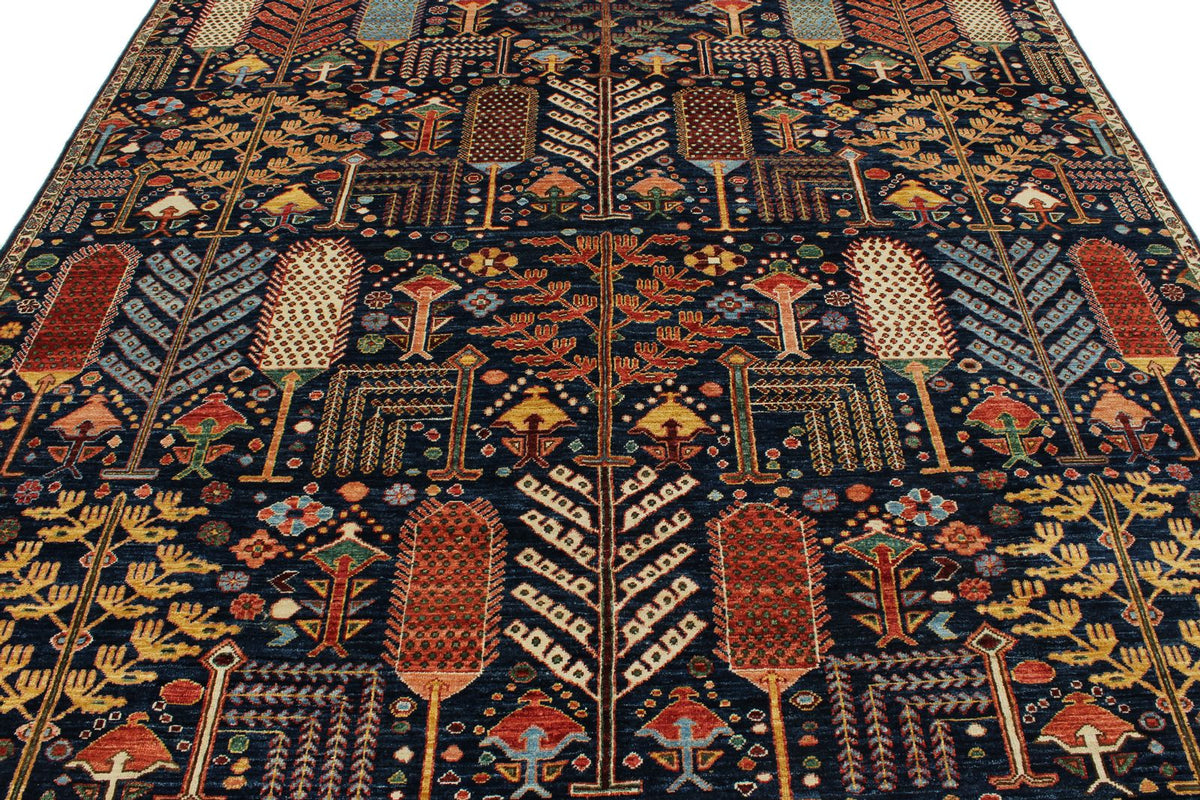 8x10 Navy and Multicolor Anatolian Traditional Rug