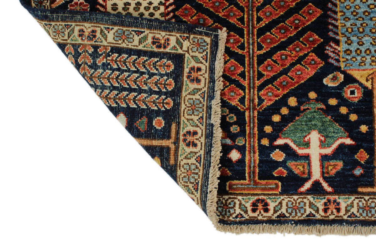 8x10 Navy and Multicolor Anatolian Traditional Rug