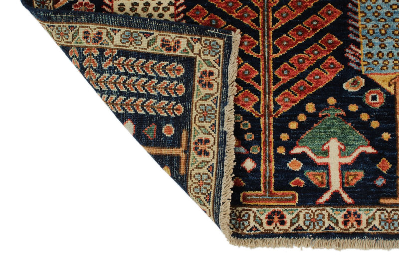 8x10 Navy and Multicolor Anatolian Traditional Rug