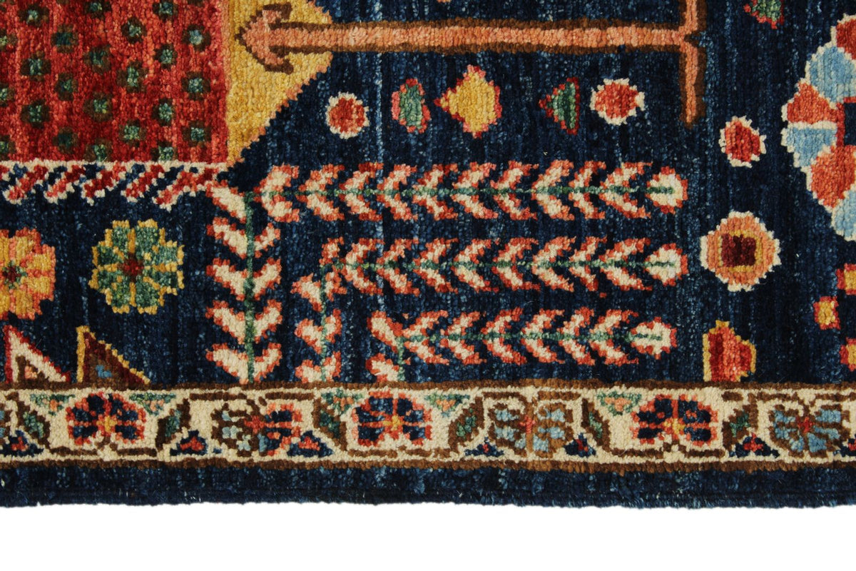 8x10 Navy and Multicolor Anatolian Traditional Rug