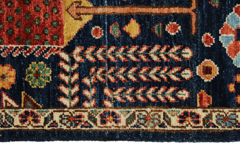 8x10 Navy and Multicolor Anatolian Traditional Rug