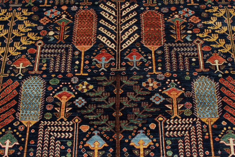 8x10 Navy and Multicolor Anatolian Traditional Rug