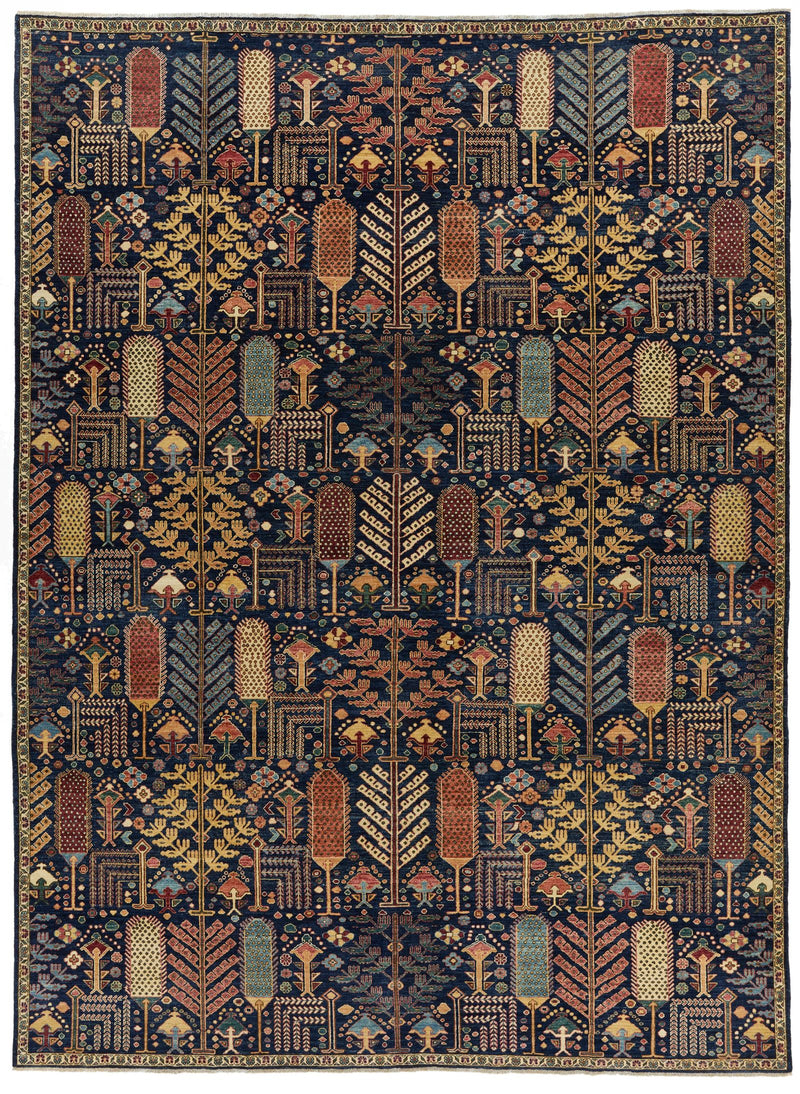 10x14 Navy and Multicolor Anatolian Traditional Rug